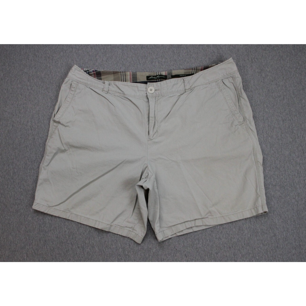 Eddie Bauer Shorts Womens 18 Gray Chino 100% Cotton Chino 8" Inseam